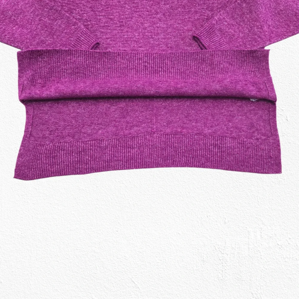 Lucky Brand Purple V-Neck Drop Hem Soft Knit Cozy Fall Sweater Size Small